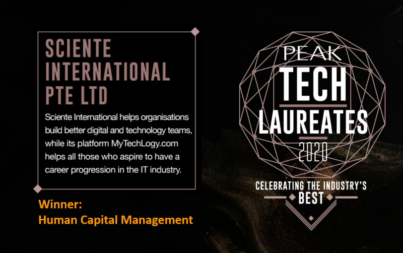 Sciente International is awarded The Peak Tech Laureates 2020 Award under Human Capital Management category